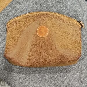 Tan Leather Pouch with Zipper